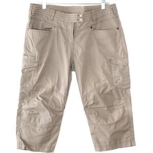 ExOfficio Capri Pants 12 Hiking Walking Outdoors Camping Tan Cargo Pockets